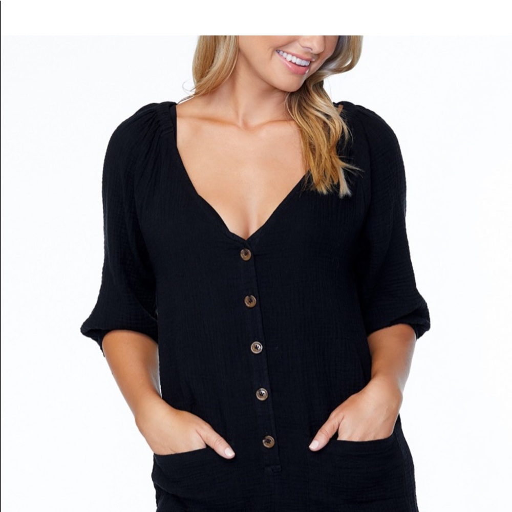 Cotton Solid Key West Romper Cover-Up